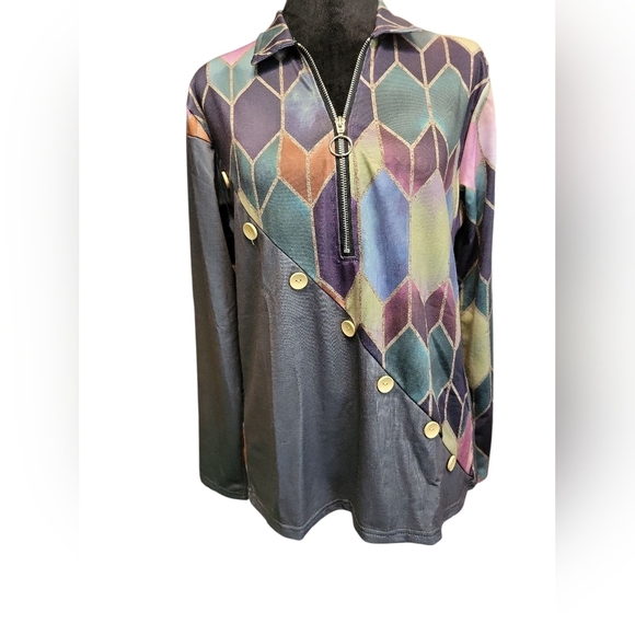 MISSLOOK Multicolor Patterned Top NWOT MED - Picture 1 of 10